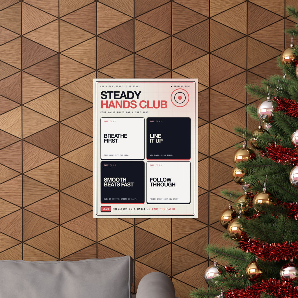 Steady Hands Club Poster — Aim & Focus Gaming Wall Art, 18×24