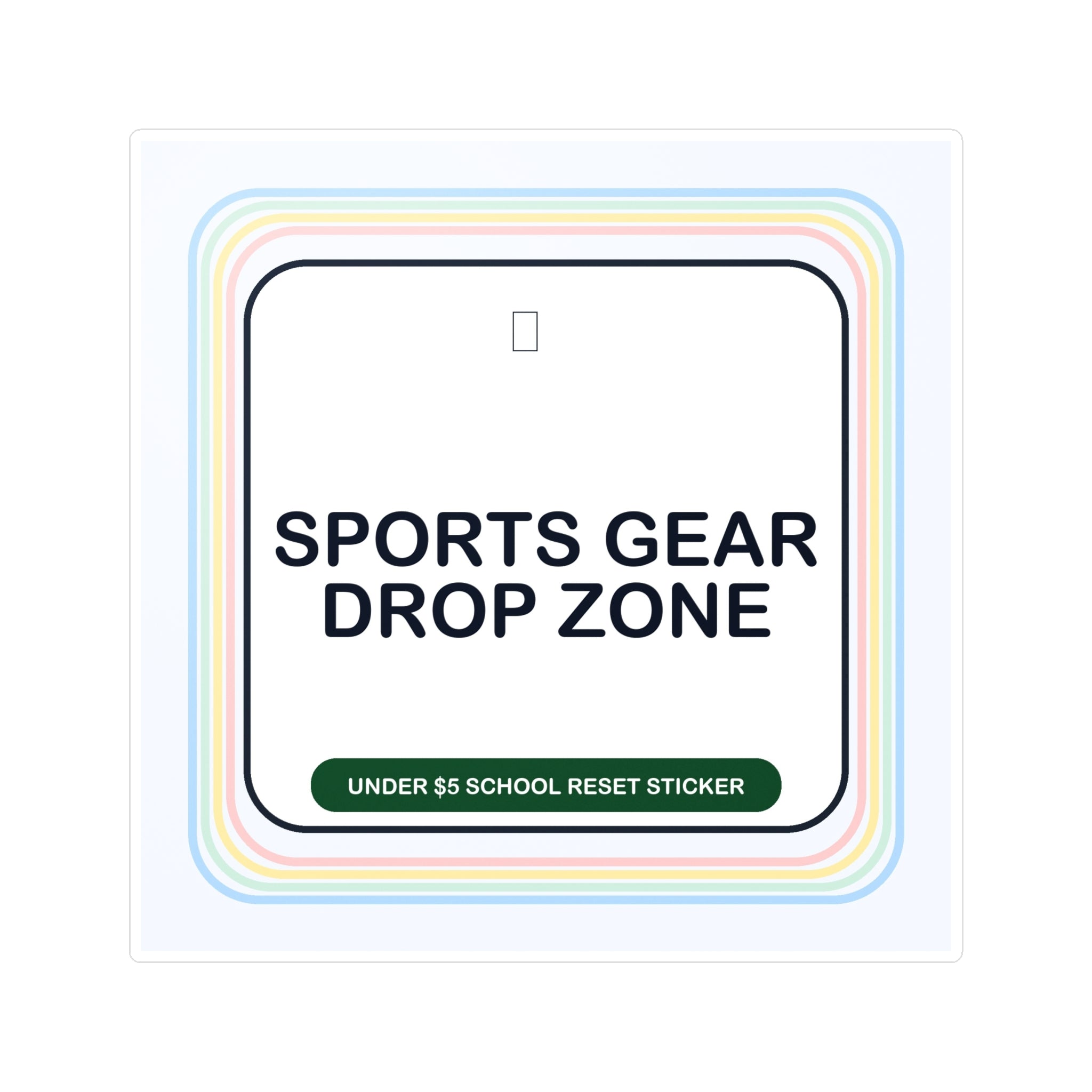 Under $5 Sports Gear Drop Zone Sticker — Waterproof Vinyl School Routine Decal
