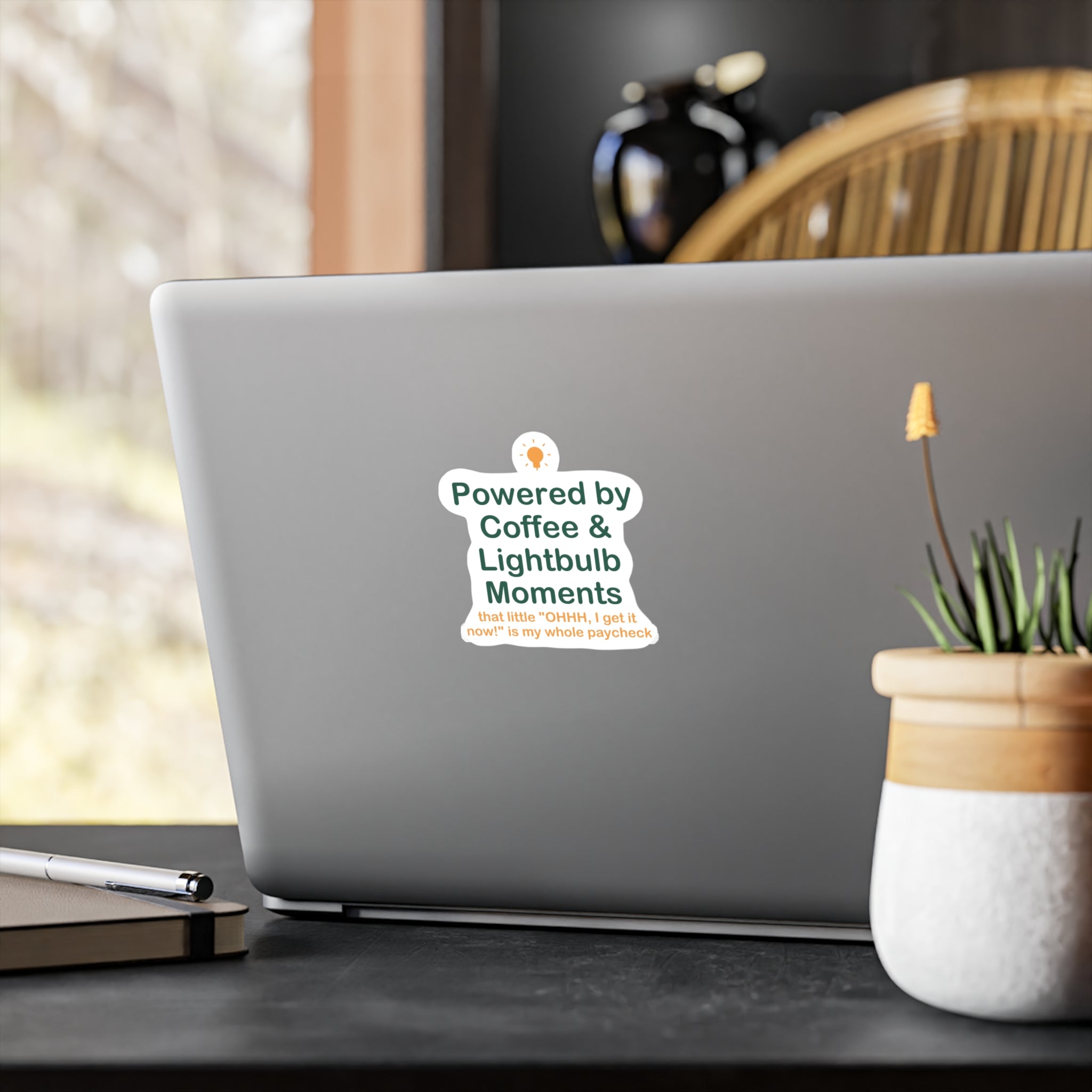 Powered by Coffee & Lightbulb Moments Sticker - Teacher Sticker, Teacher Appreciation Gift, Lightbulb Moment Sticker