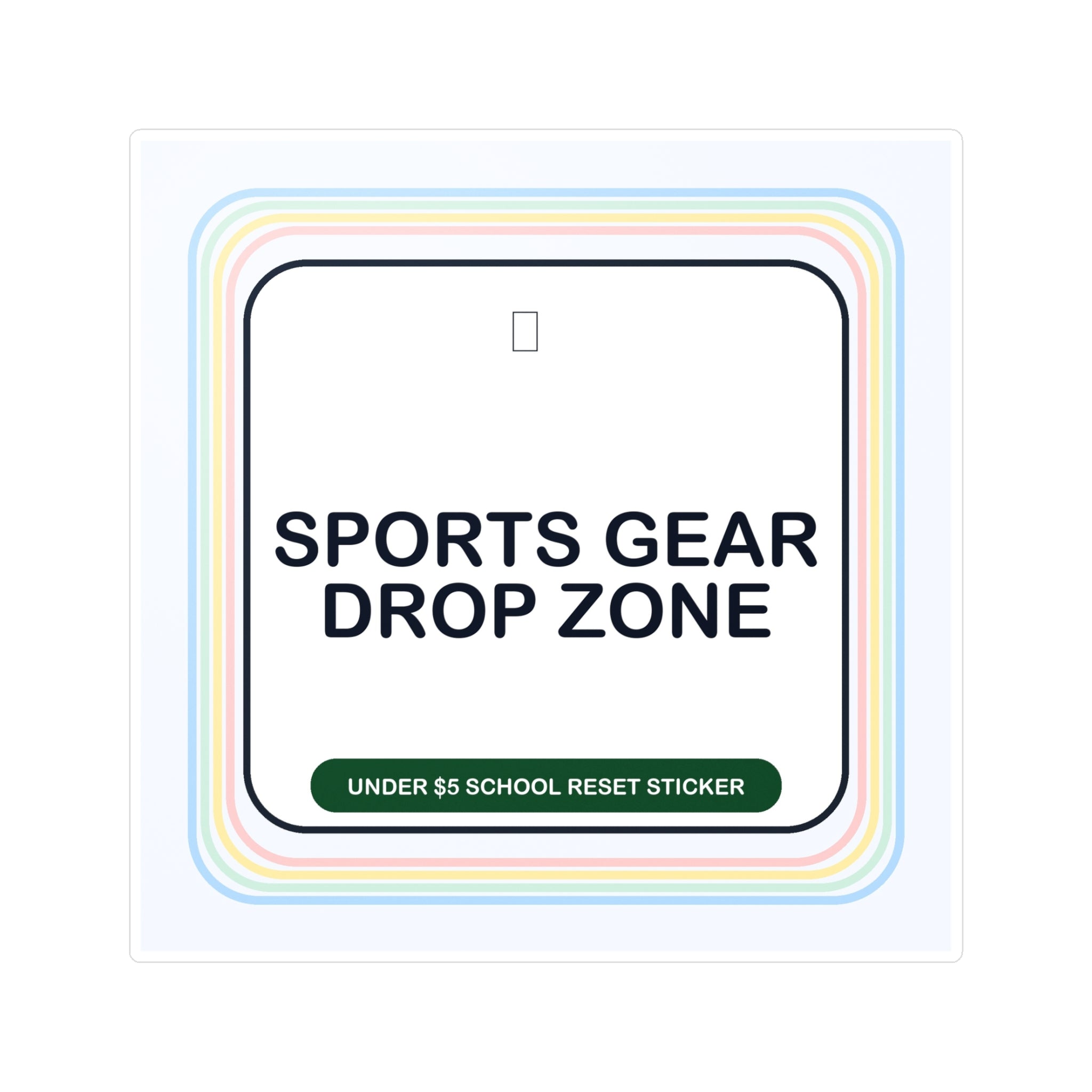 Under $5 Sports Gear Drop Zone Sticker — Waterproof Vinyl School Routine Decal