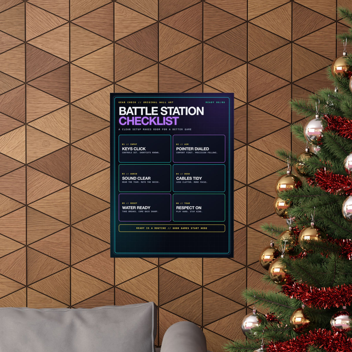 Battle Station Checklist Poster — Gaming Desk Wall Art, 18×24