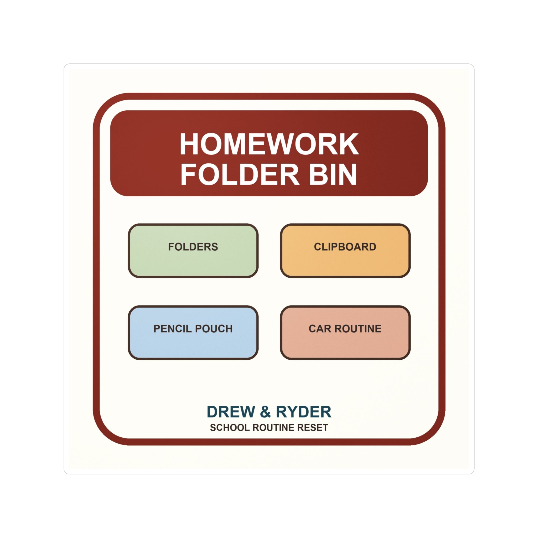 Under $5 Homework Folder Bin Sticker — Waterproof Vinyl School Routine Decal