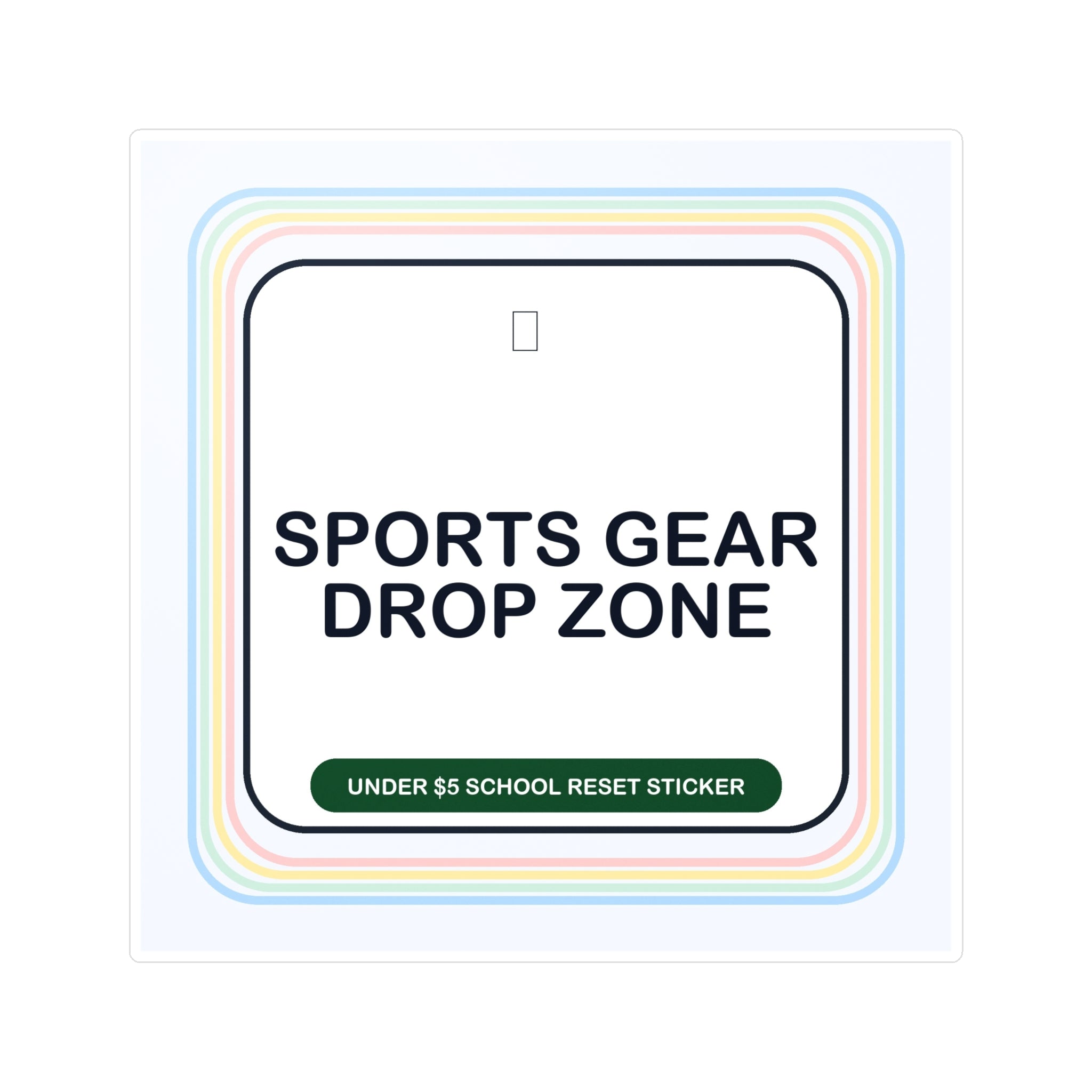 Under $5 Sports Gear Drop Zone Sticker — Waterproof Vinyl School Routine Decal