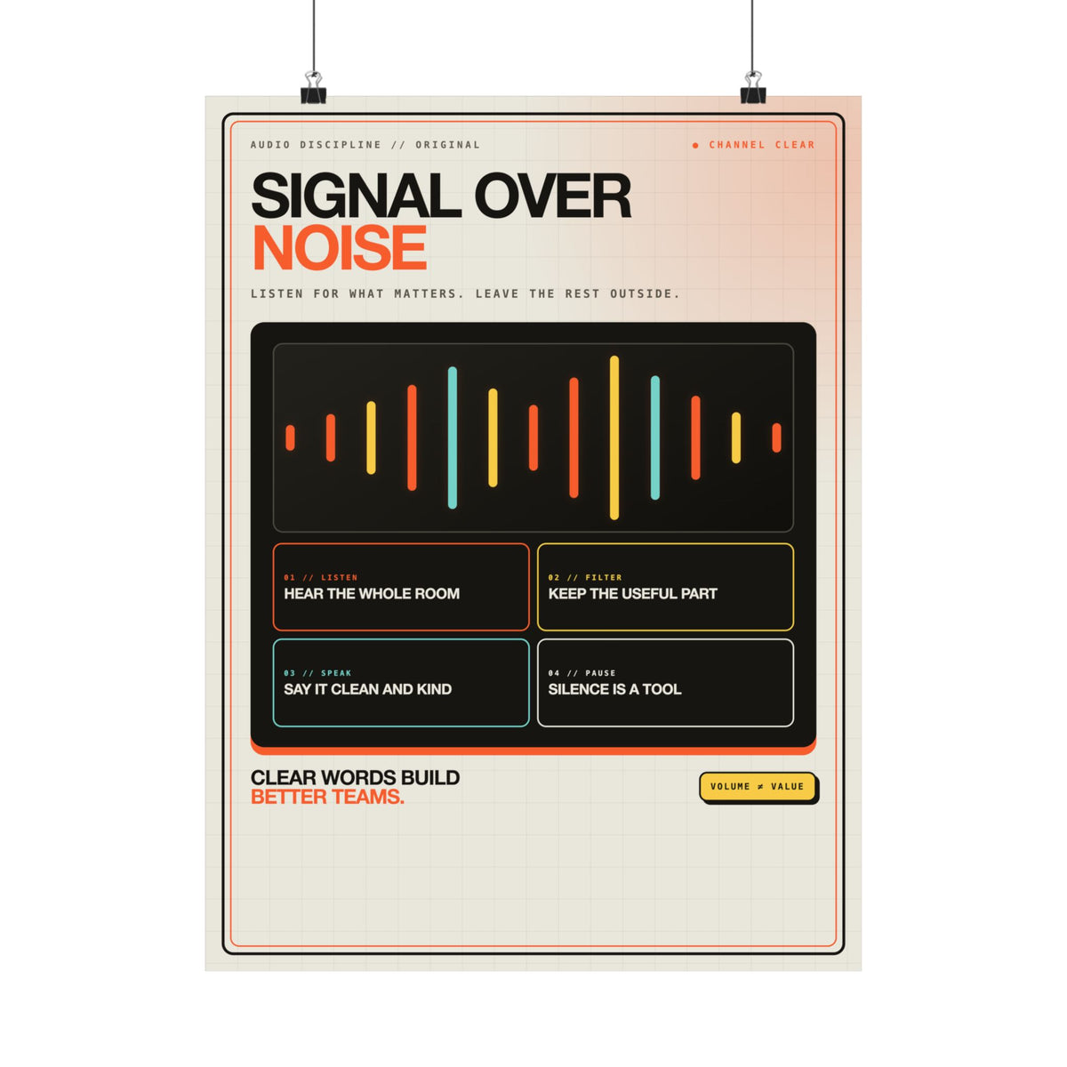 Signal Over Noise Poster — Modern Office Wall Art, 18×24