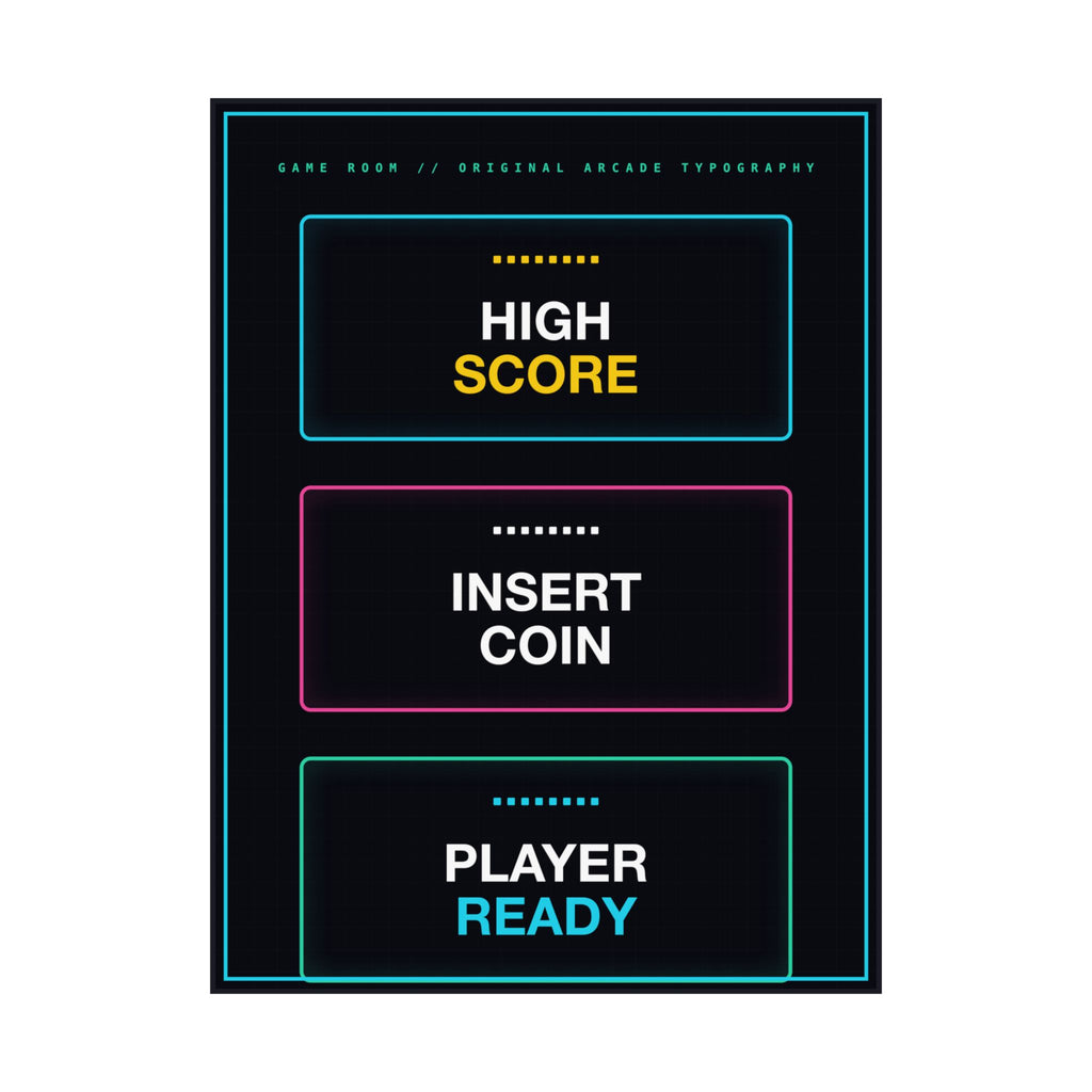 Retro Arcade Game Room Poster - Original Typography Art