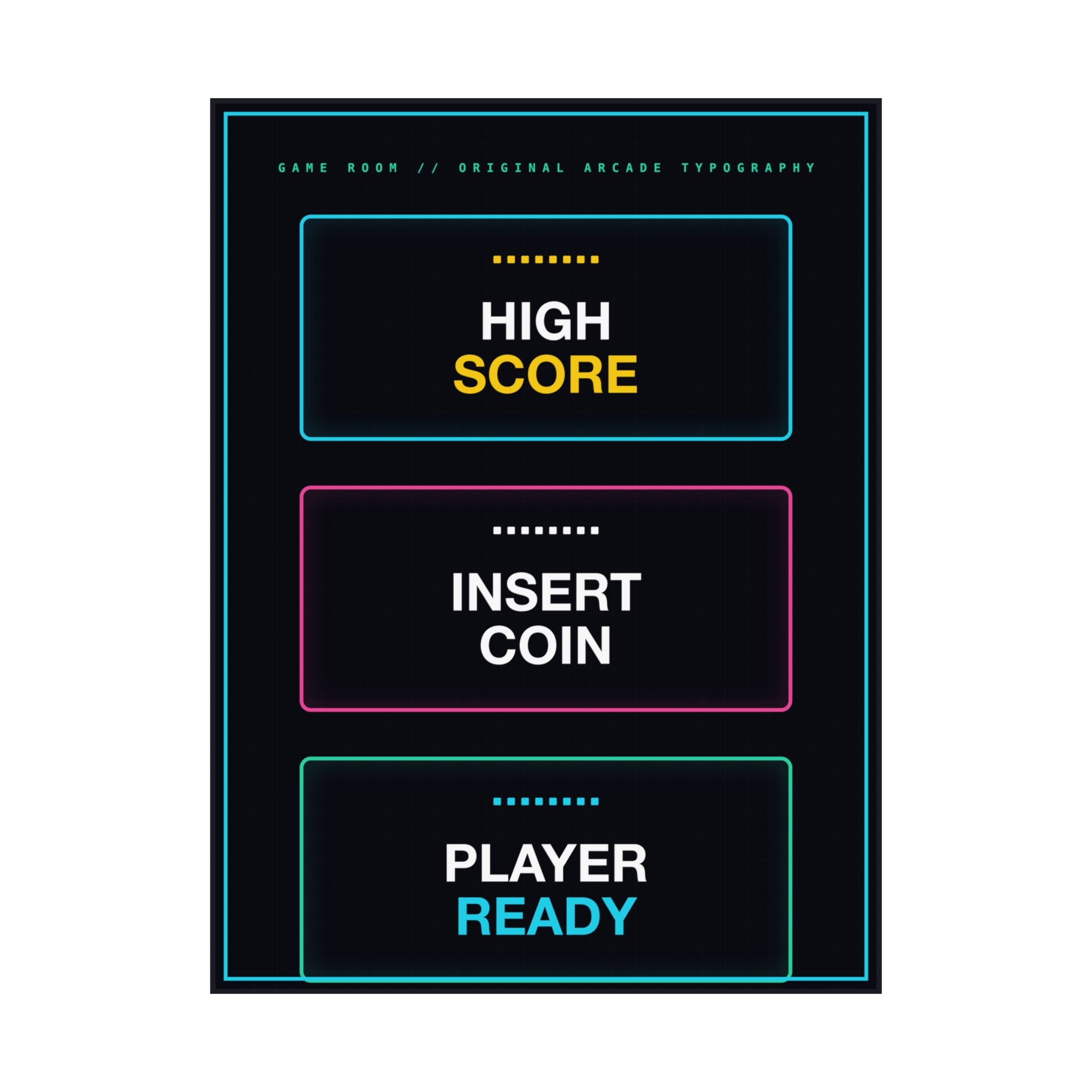Retro Arcade Game Room Poster - Original Typography Art
