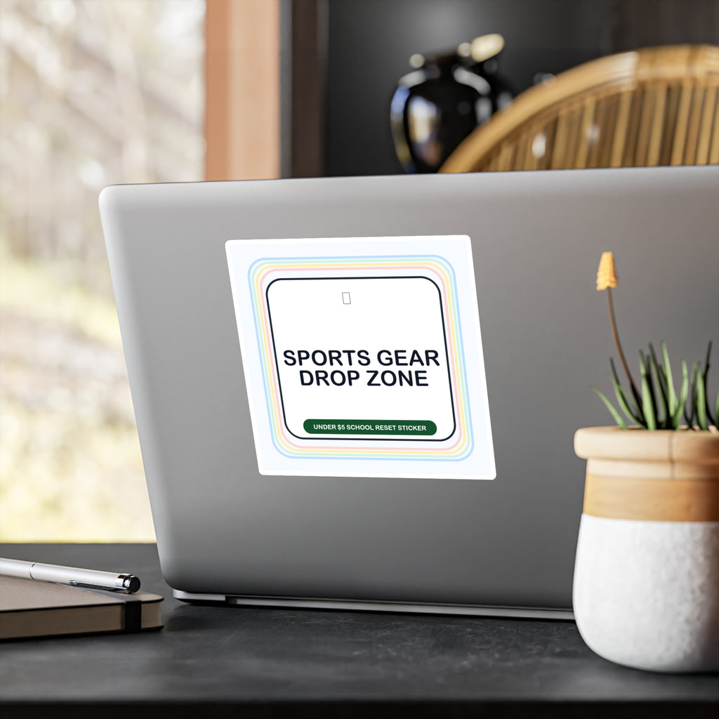Under $5 Sports Gear Drop Zone Sticker — Waterproof Vinyl School Routine Decal