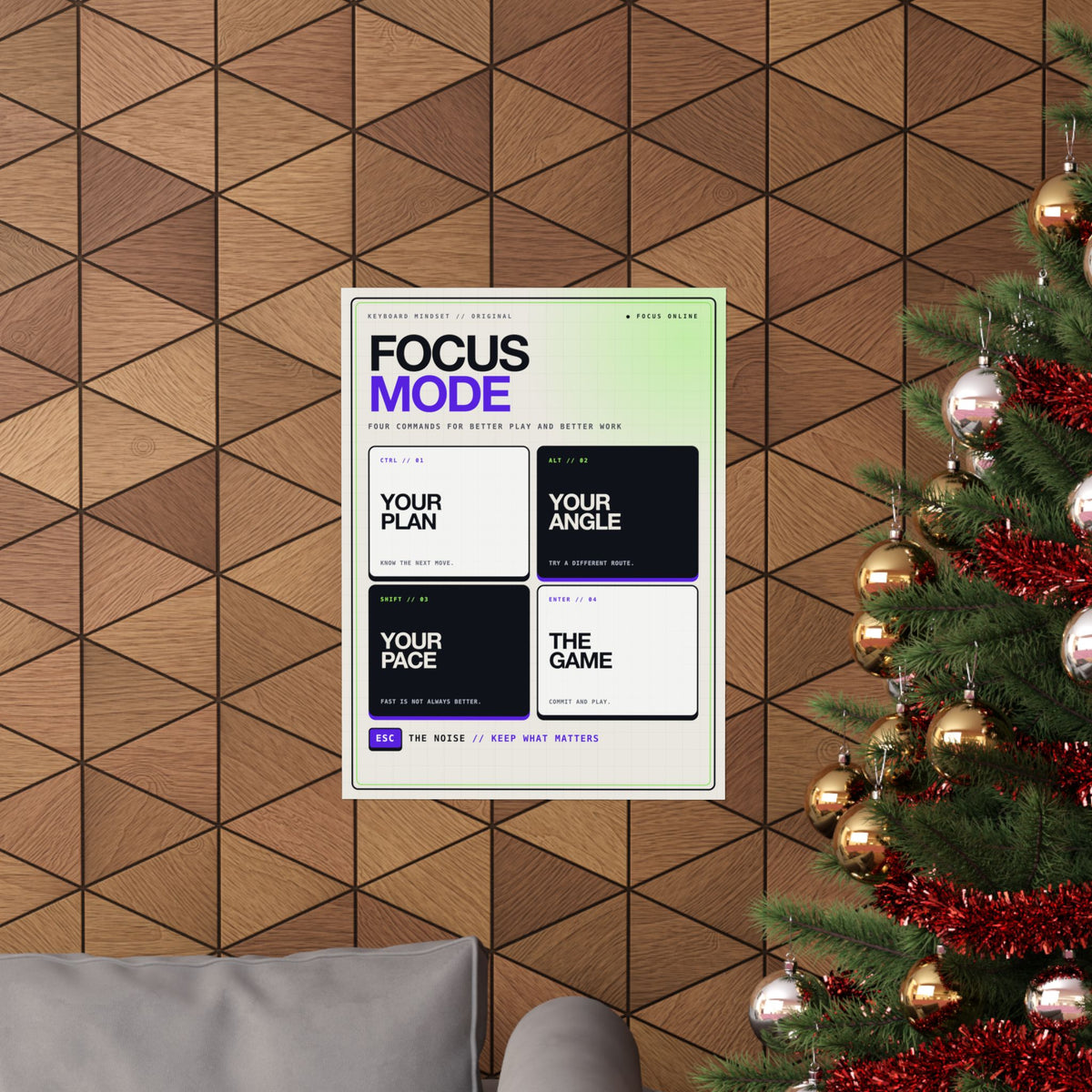 Focus Mode Keyboard Poster — Minimal Gaming Wall Art, 18×24