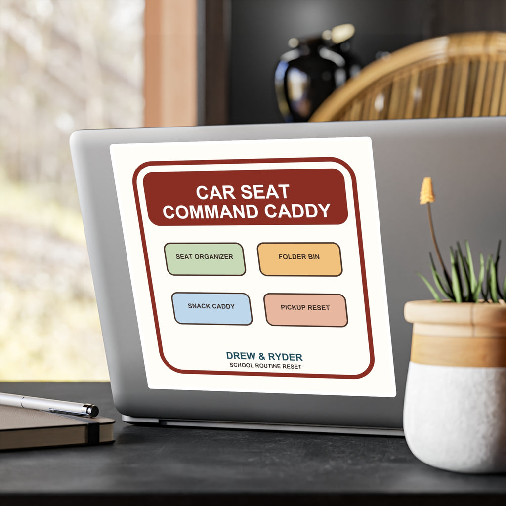 Under $5 Car Seat Command Caddy Sticker — Waterproof Vinyl School Routine Decal