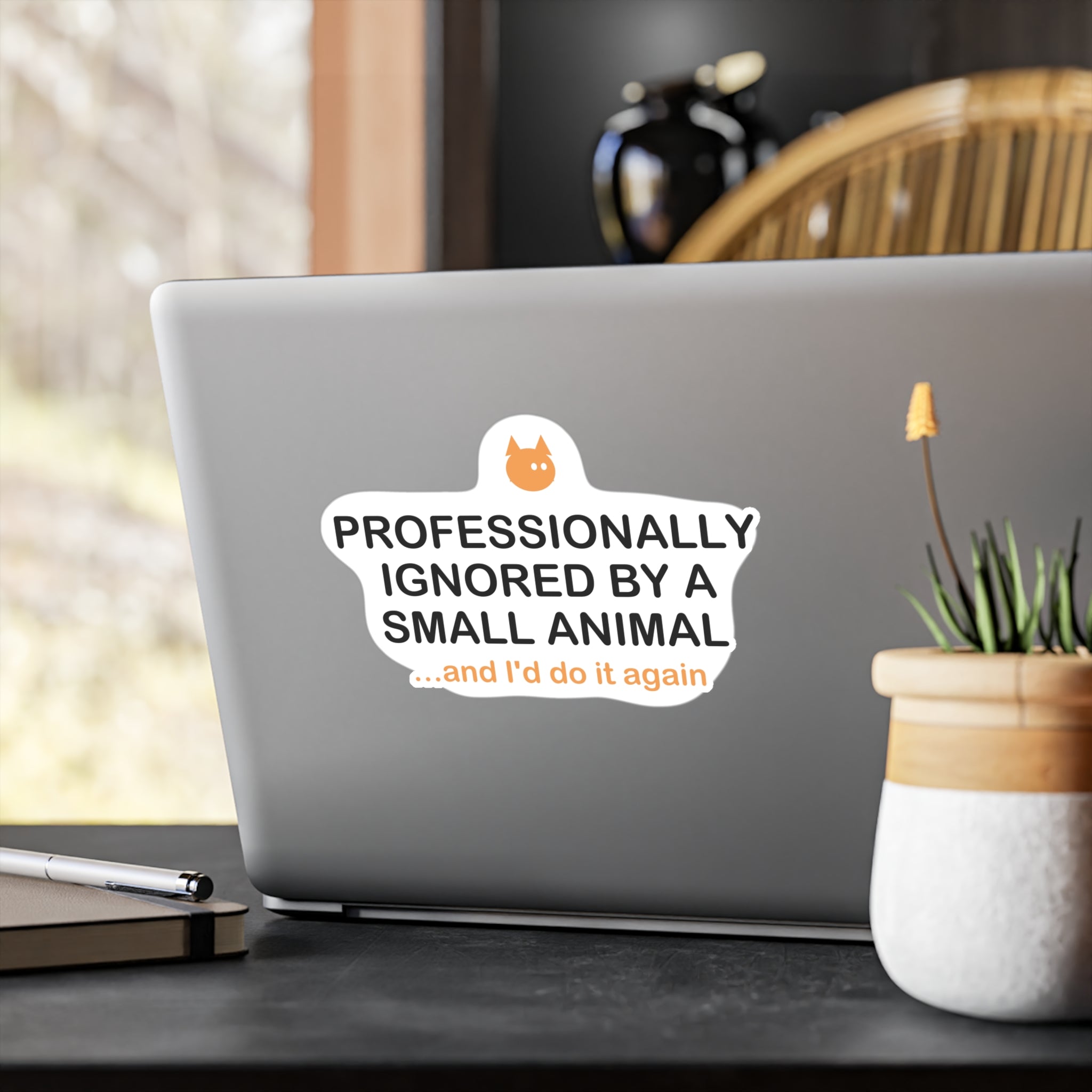 PROFESSIONALLY IGNORED BY A SMALL ANIMAL Sticker - Funny Cat Sticker, Cat Lover Gift, Cat Owner Sticker