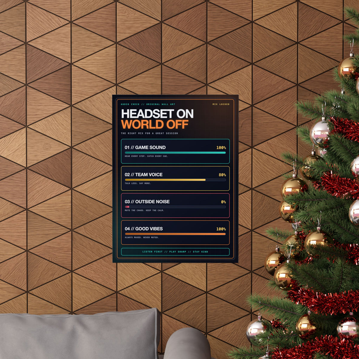 Headset On World Off Poster — Gaming Audio Wall Art, 18×24