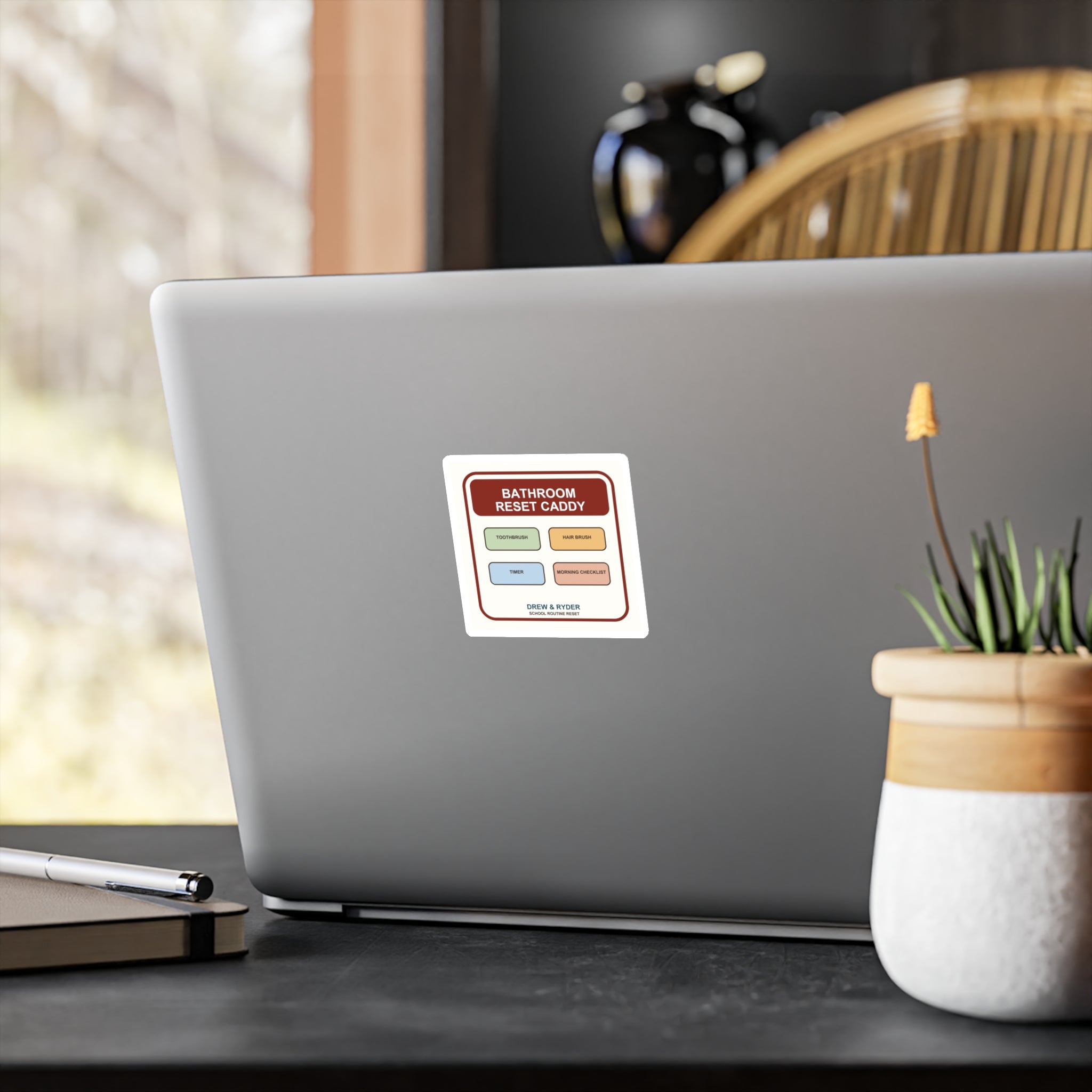 Under $5 Bathroom Reset Caddy Sticker — Waterproof Vinyl School Routine Decal