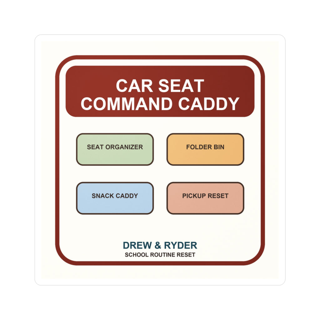 Under $5 Car Seat Command Caddy Sticker — Waterproof Vinyl School Routine Decal