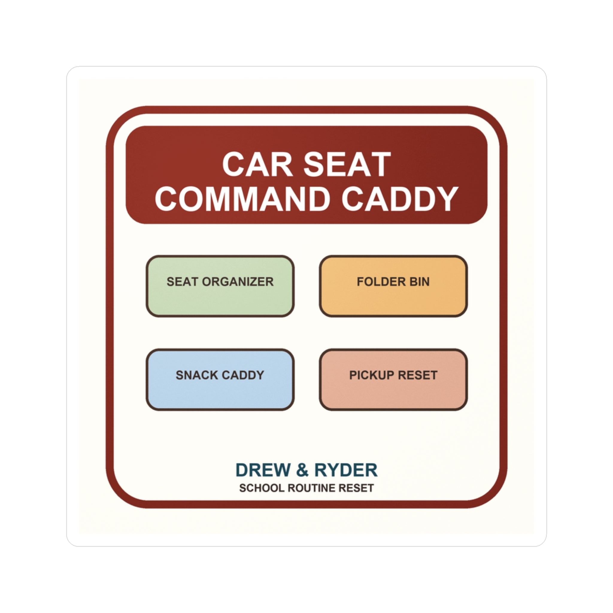 Under $5 Car Seat Command Caddy Sticker — Waterproof Vinyl School Routine Decal