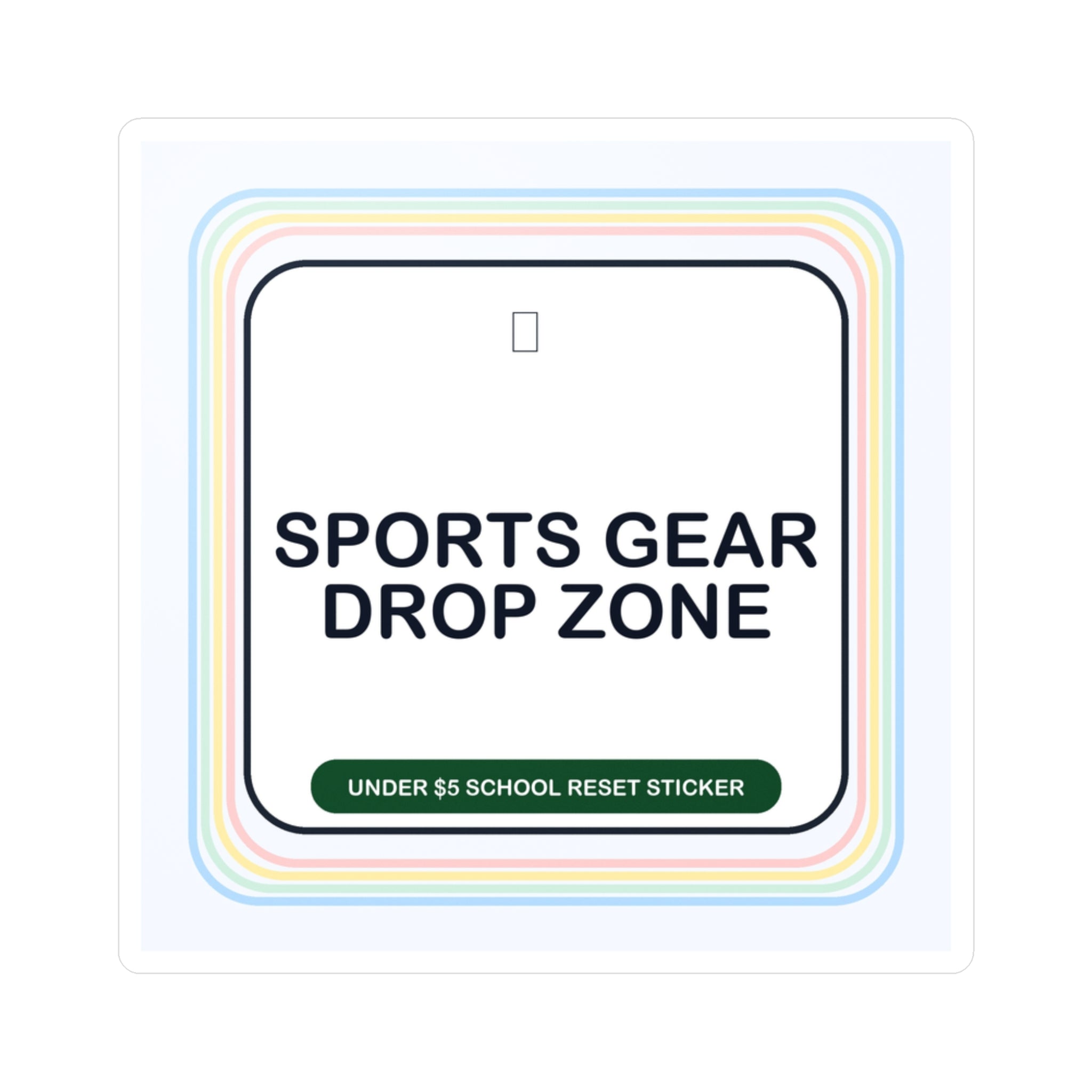 Under $5 Sports Gear Drop Zone Sticker — Waterproof Vinyl School Routine Decal