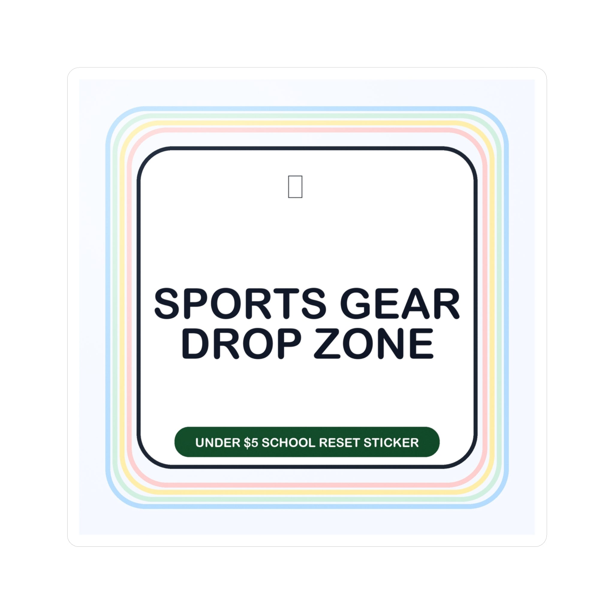 Under $5 Sports Gear Drop Zone Sticker — Waterproof Vinyl School Routine Decal