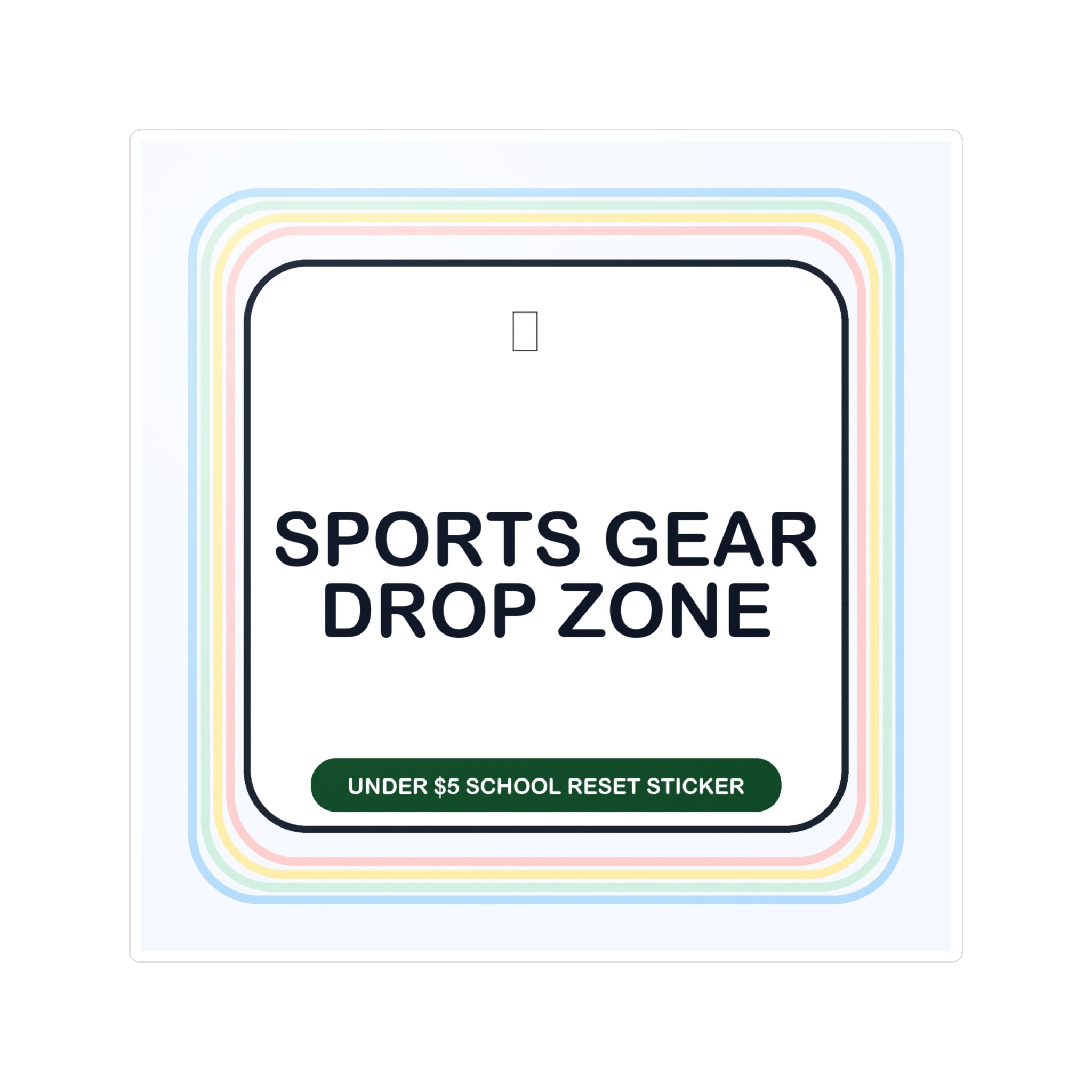 Under $5 Sports Gear Drop Zone Sticker — Waterproof Vinyl School Routine Decal