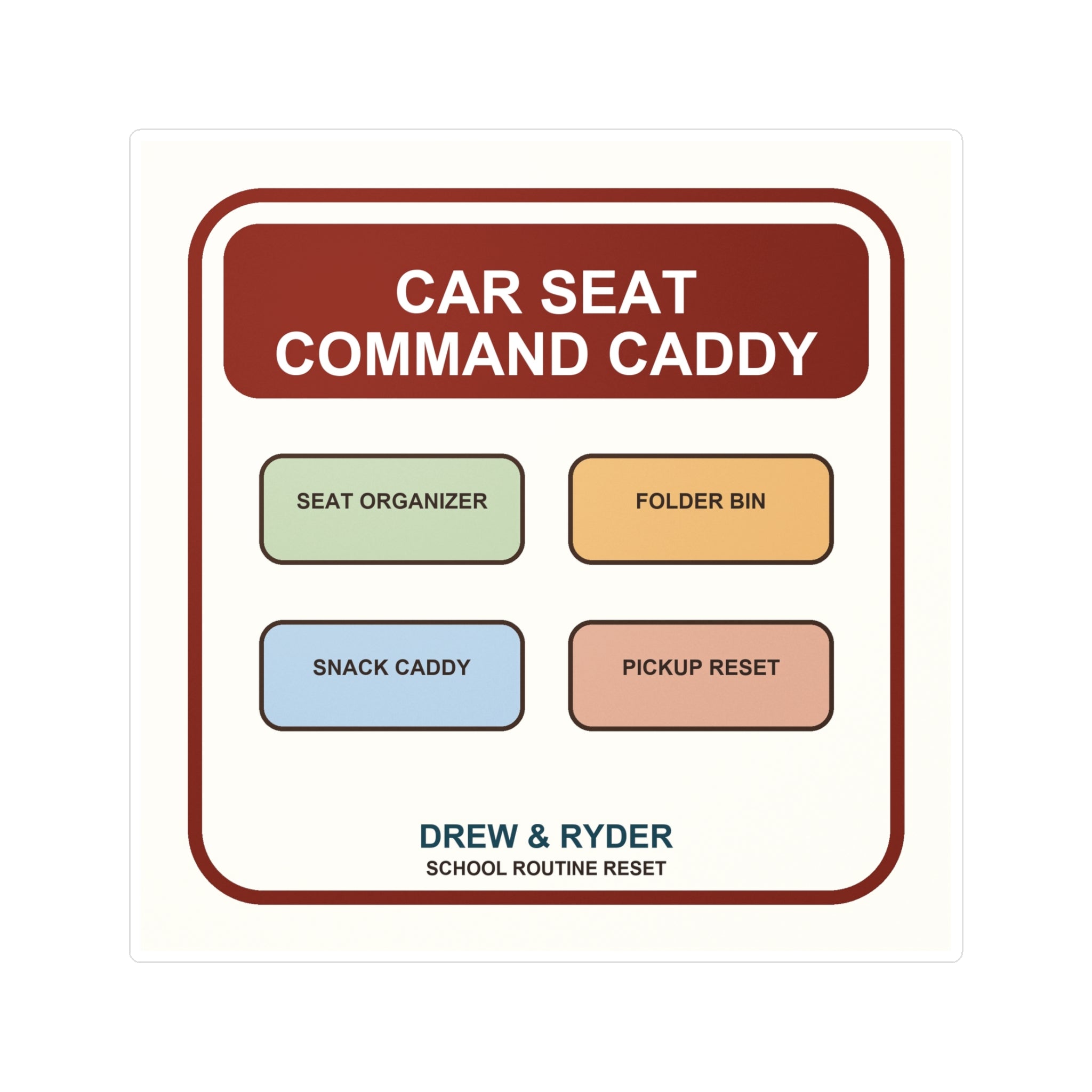 Under $5 Car Seat Command Caddy Sticker — Waterproof Vinyl School Routine Decal